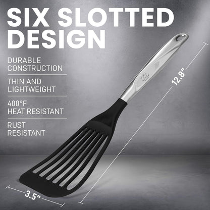 Zulay Kitchen Premium Fish Spatula: Stainless Steel Slotted Turner, Non-Stick & Easy to Clean, Perfect for Cooking