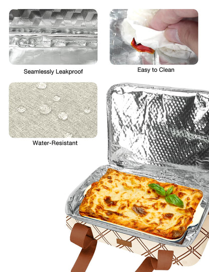 Vuudh Casserole Carrier Bag, Single Insulated Food Bag, Hot Cold Lasagna Holder Tote for Picnic, Potluck or Travel, Lightweight Picnic Bag