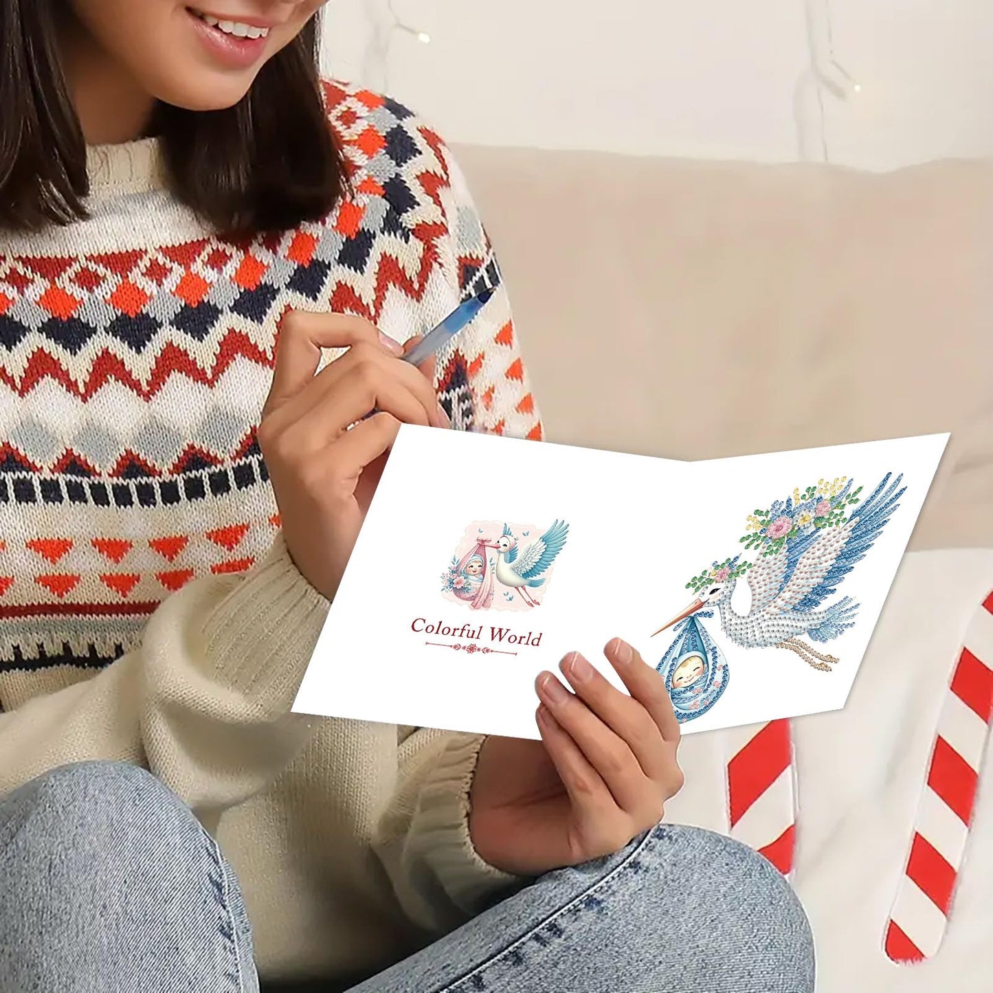 DDGYP 6 Packs Diamond Art Painting Greeting Cards, 5D DIY Diamond Art Cards with Envelopes, Adult DIY Diamond Art Kits, Handmade Greeting Card Set for New Family Celebrations & Gift Giving