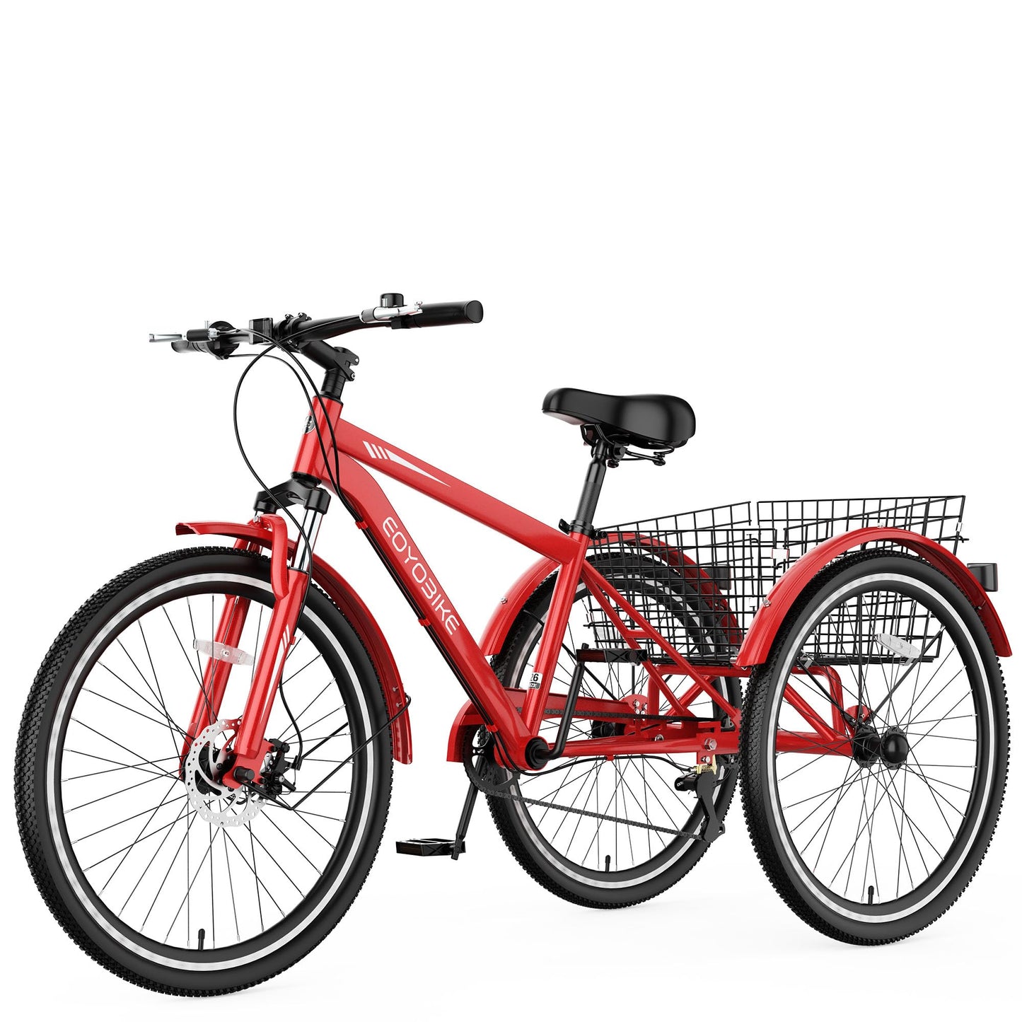EOYOBIKE 7-Speed Adult Tricycle, 24/26/27.5 Inch 3-Wheel Bike with 420 lbs Capacity, All-Terrain Mountain Trike, Dual Disc Brakes & Large Rear Basket for Seniors, Men, Women, Fitness, Shopping