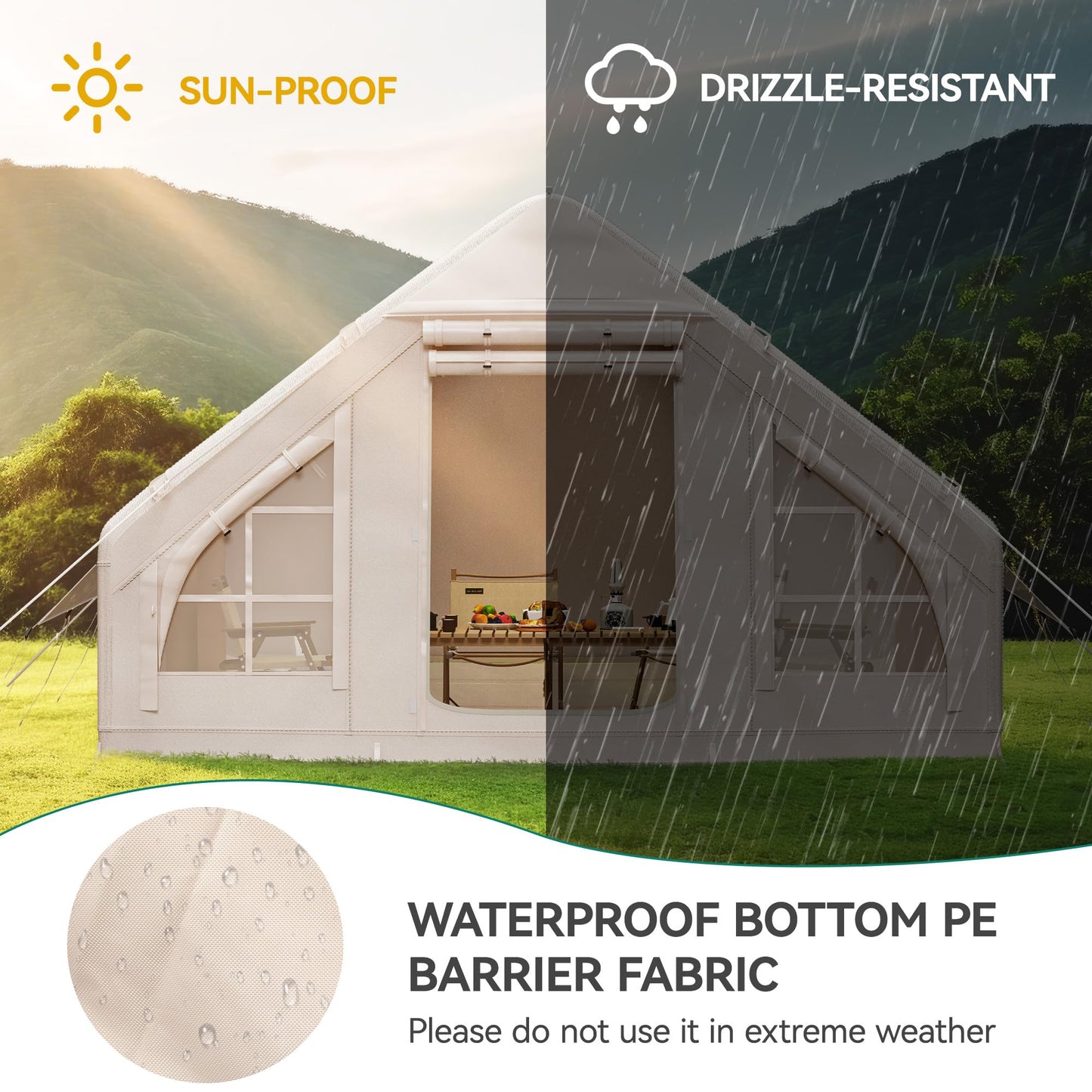 YITAHOME Inflatable Camping Tents, 8 Person Blow Up Hot Tent with Pump and Stove Jack, Easy Setup with Explosion Proof Valve, Waterproof Oxford Air Glamping for Camping