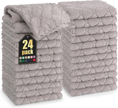 24 Pack (10 10 Inches, Homaxy Kitchen Dish Cloths x Grey), Super Soft and Absorbent Coral Velvet Dish Towels, Nonstick