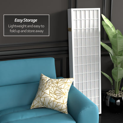 Red Lantern 5 ft. Tall Window Pane Shoji Screen - White - 6 Panels
