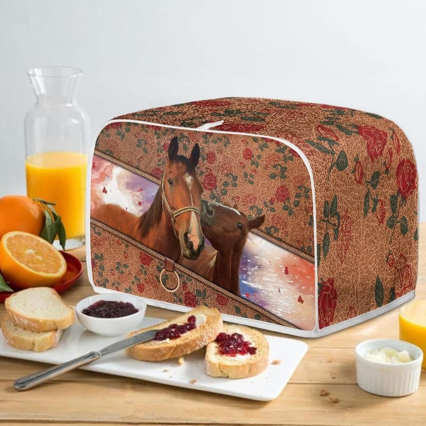 Horse Toaster Dust Cover, Universal Bread Maker Cover for 4 Slice Toasters