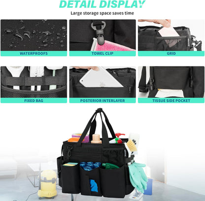 Large Capacity Wearable Cleaning Caddy Bag for Organizing Cleaning Supplies, Tote Bag for Housekeepers