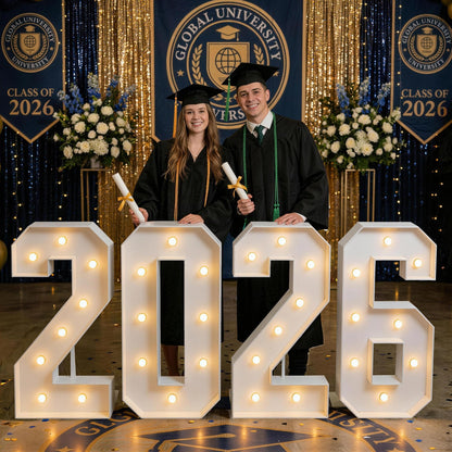 Graduation Decorations Class of 2026, 3FT Large PRE-CUT 2026 Marquee Numbers Kit for Preschool High School College Prom Party Decor