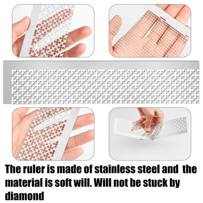Gersoniel 3 Pcs Stainless Steel Diamond Painting Ruler Steel 5d Drawings Mesh Rulers Tool 216/699/1020 Blank Grids for Diamond Pasted Drawing Round Full Partial Drill Tools Keeps Drills Aligned