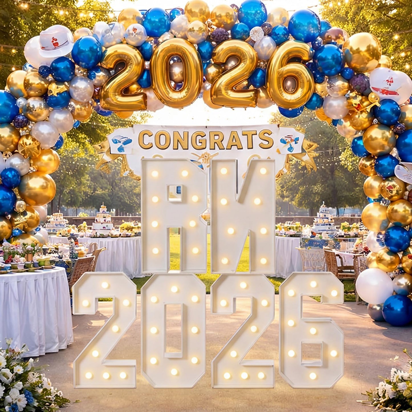 Wettal 2.3ft RN 2026 Sign Marquee Letters LED RN Nurse Graduation Decoration Photo Props Large Light up Nurse Grad Party Sign Kit for Nursing School Party Supply (Battery Not Included)