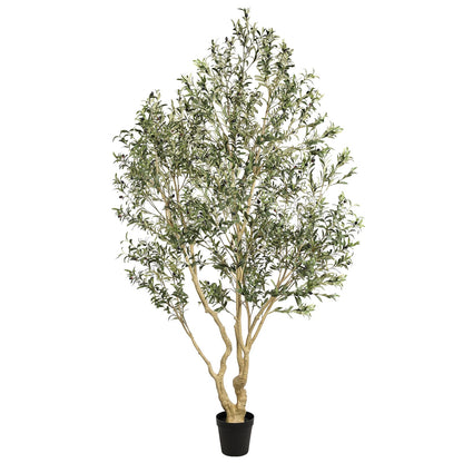 Realead Artificial Olive Tree 9ft - Large Faux Olive Tree with Realistic Leaves and Olives - Full and Grand Design Fake Olive Tree with Sturdy Base for Indoor Home Office Decor