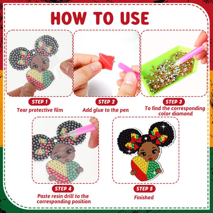Estune 15 Pcs Juneteenth Diamond Painting Keychains African American Freedom Keychain Craft Diamond Art 1865 5d Independence Party Decoration Gifts Happy 19th of June DIY Activities for Women
