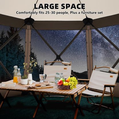 COBIZI 15x15FT Pop Up Gazebo Screen Tent Screen House for Camping, Screen Room with Mosquito Netting, Hub Tent Instant Screened Canopy with Carrying Bag and Ground Stakes, Brown