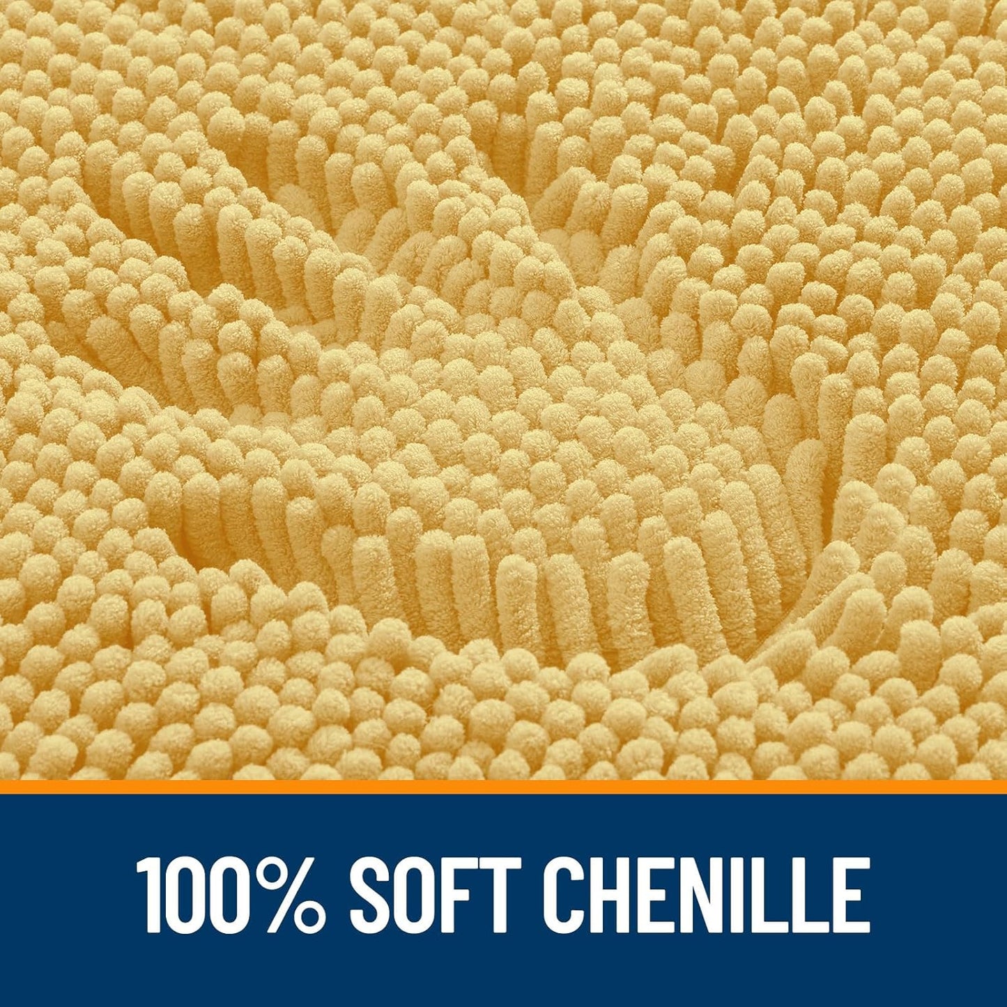 OLANLY Bathroom Runner Rugs - Extra Soft Chenille Bath Mats | Quick Dry, Machine Washable, 44x24, Yellow