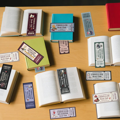 Laffact Halloween Thriller Book Club Bookmarks - 120 Horror Ticket Style Reading Tracker, Double-Sided Page Marker, Thanksgiving Christmas Birthday Bookish Gifts for Book Lover Rewards School Library