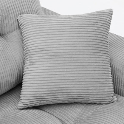 113-Inch L-Shaped Modular Corner Cloud Sofa Corduroy Tufted Foam Sectional with Deep Seat, 4 Pieces Compressed Boneless Sofa Couch with Movable Ottoman & 4 Toss Pillows