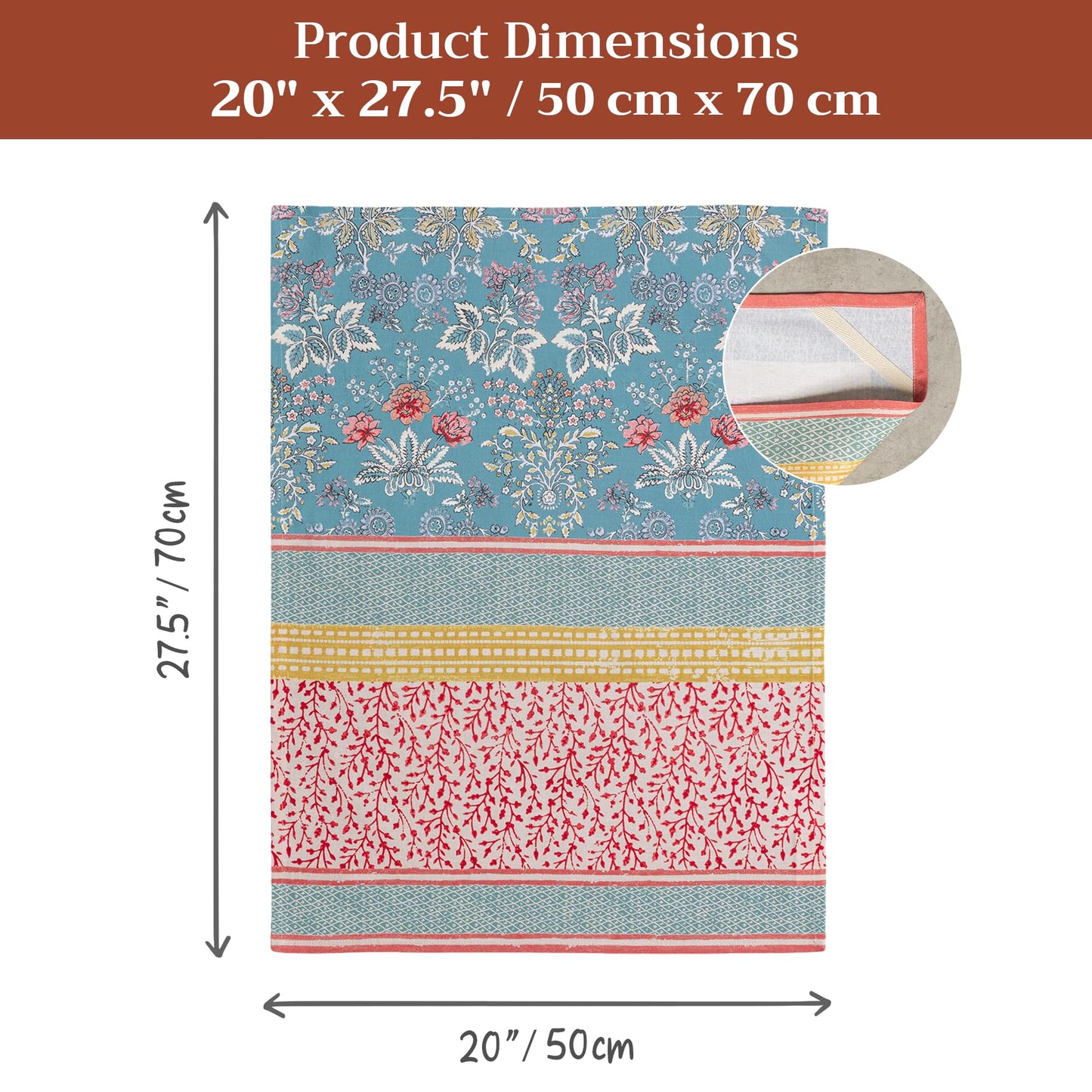 Maison d' Hermine Kitchen Towels Set of 3 100% Cotton 27.50" x 20" Reusable Cloth Tea Dish Towels Absorbent with Hanging Loop for Kitchen Gifts for Mothers Day Spring/Summer (Marquise)