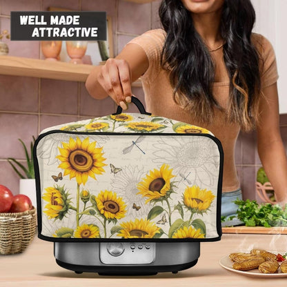 Sunflower Slow Cooker Dust Cover, Dragonfly Small Appliance Covers, Home Decor Insulated Bags for Rice Cooker Storage,