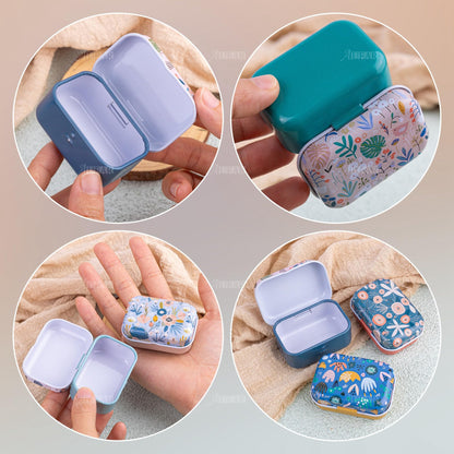 AUEAR, 10 Pack Vintage Flower Print Mini Tin Coin Box Rectangular Storage Boxes with Lid Tiny Trinket Case for Jewelry