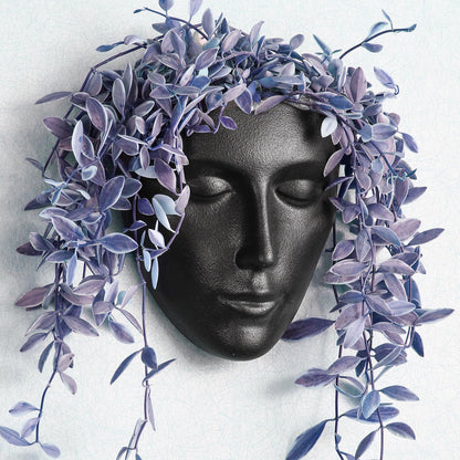 Ceramic Female Form Face Vase - Modern Sculpture Planter Pot, Human Face Shaped Vase, Wall Hanging Plant Pot with Drainage for Home Decor Centerpieces, Office or Outdoor Hanging Decor
