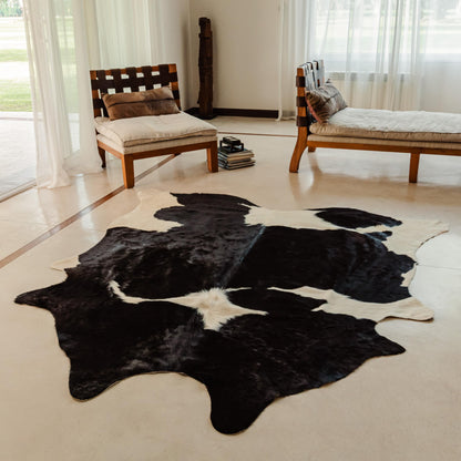 Khara Home Premium 100% Genuine Cowhide Rug Large 5x7 Ft Leather Area Rug for Living Room, Cozy, Unique, and Durable, Western Home Decor – from Argentina (Black & White, 5 x 7)