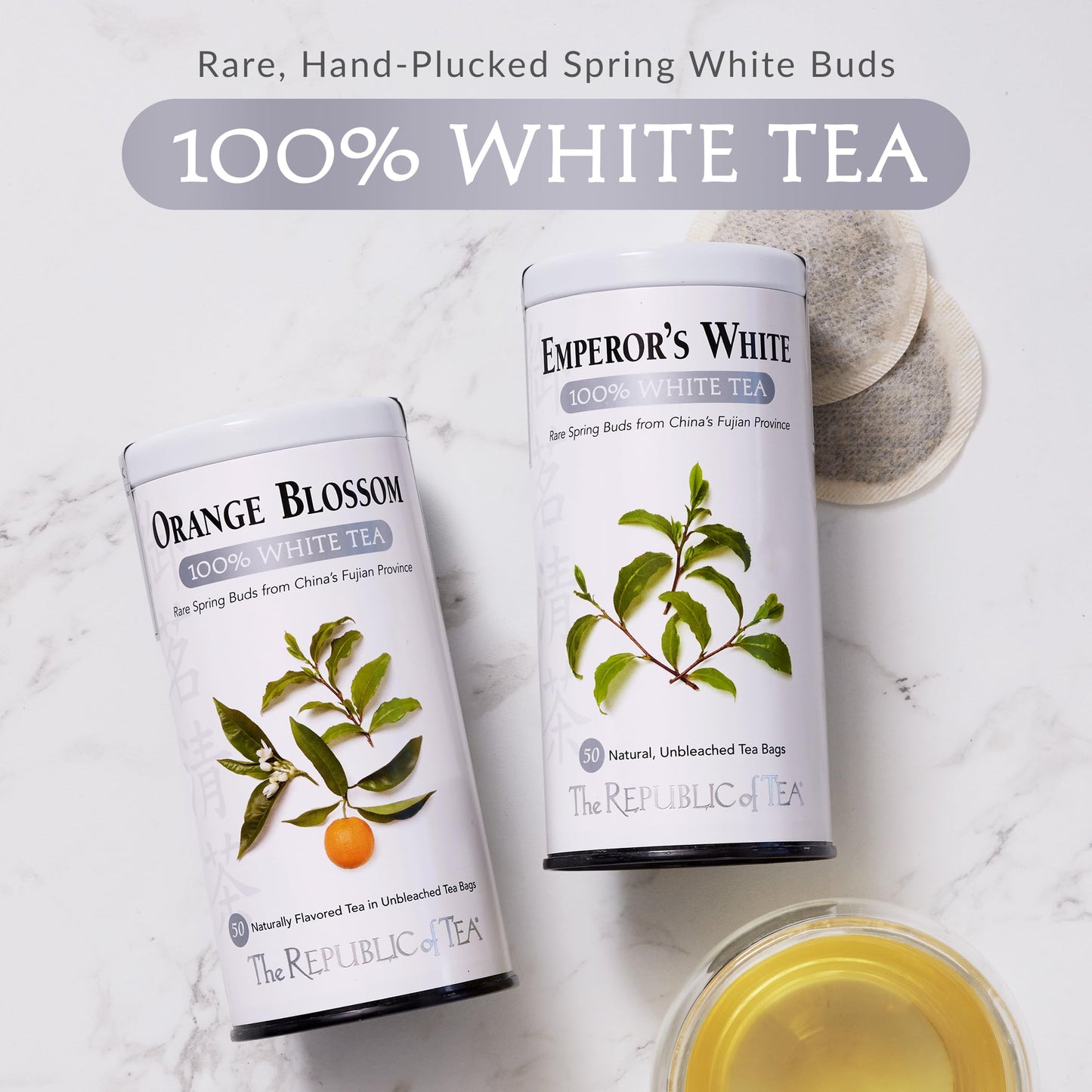The Republic of Tea – Asian Jasmine 100% White Tea Bags, Steeps 50 Low-Caffeinated Cups