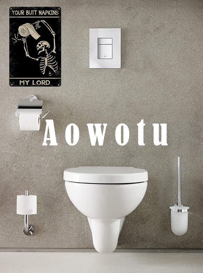 Aowotu Funny Metal Retro Skeleton Decorate Tin Signs Wall Art Perfect For Home Washroom Bathroom Decoration 8x12 Inch