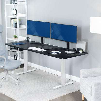VIVO Electric 83 x 30 in Dual Motor Sit Stand Desk, Memory Height Adjustment, 2B Series, Black Top White Frame, DESK-KIT-2W8B