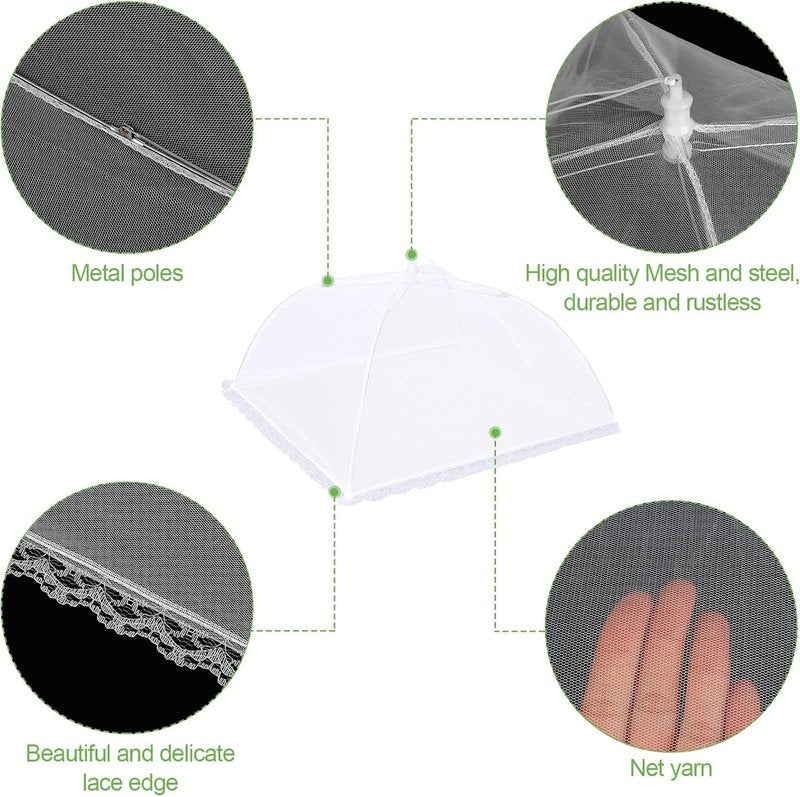 4 Pack Mesh Food Covers 14 inch, Large and Tall Food Covers, Pop-Up Mesh Food Covers Tent Umbrella for BBQs, Outdoors, Screen Tents, Parties Picnics