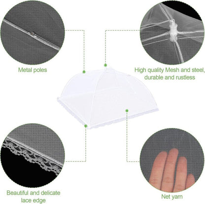 4 Pack Mesh Food Covers 14 inch, Large and Tall Food Covers, Pop-Up Mesh Food Covers Tent Umbrella for BBQs, Outdoors, Screen Tents, Parties Picnics