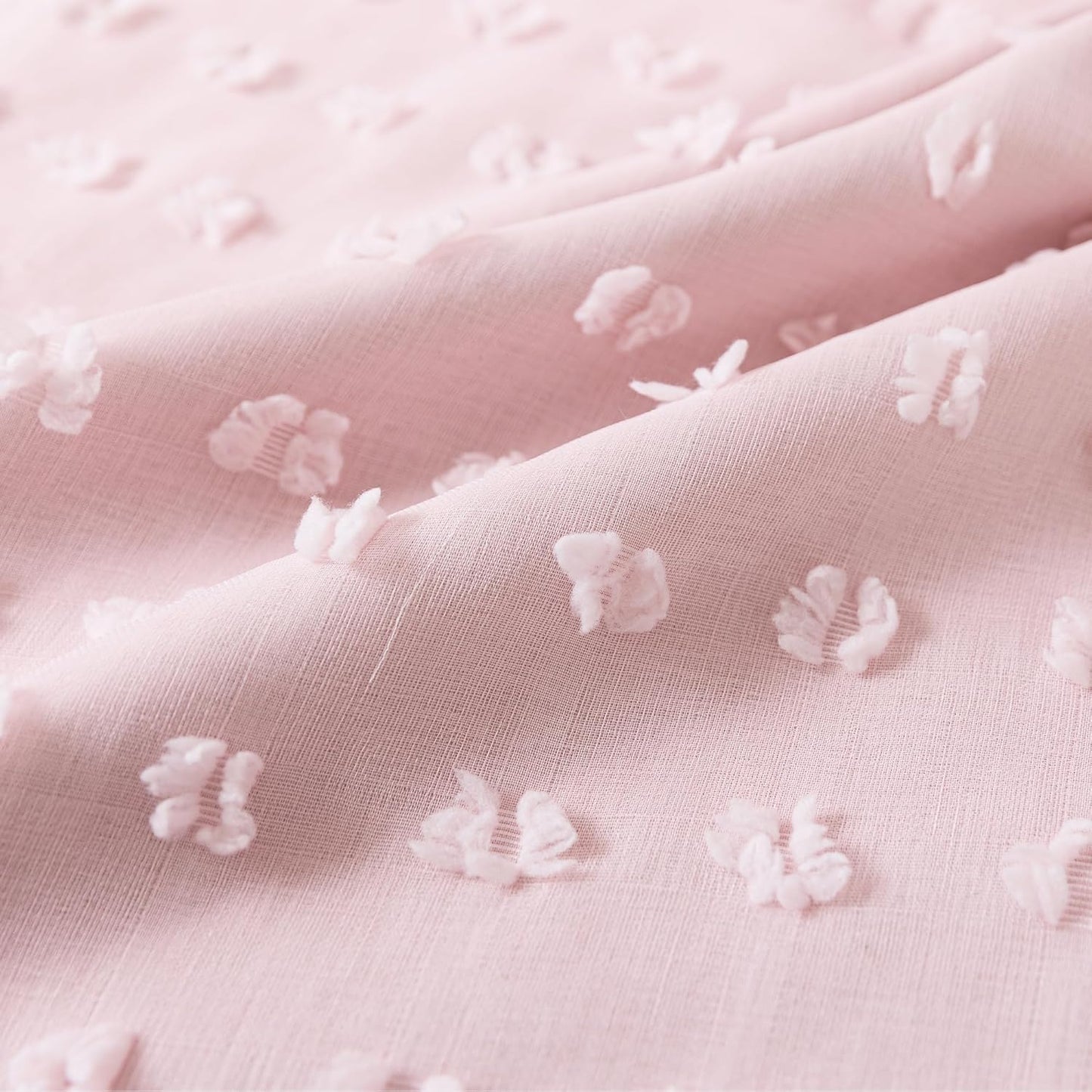 2 84 Inch Light Blush Pink Blackout Curtains for Bedroom Nursery Girl Panels,Shabby Chic Floral Pattern Sheer Double