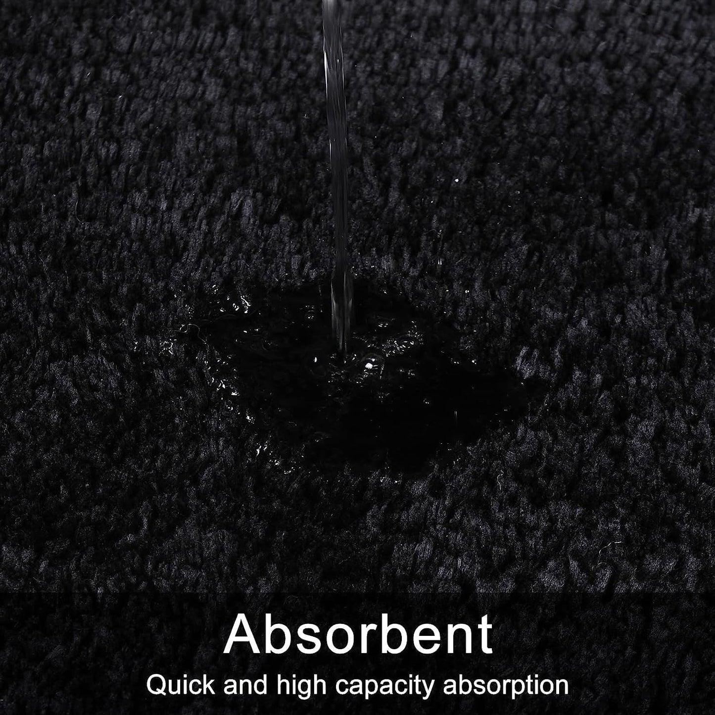 Uphome Black Bathroom Rugs, Shaggy Soft Microfiber Bath Mat, Non Slip Machine Washable, 18x26 inch