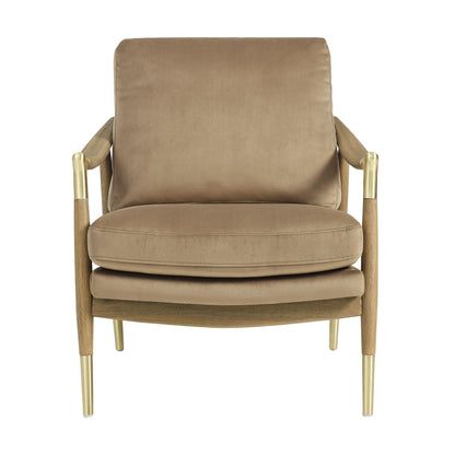 Modway Langford Stain-Resistant Performance Velvet Armchair – Mid Century Modern Velvet Chair with Wood Frame – Upholstered Accent Chair for Living Room or Bedroom