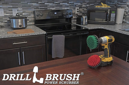 Drill Brush Combo Kit - Medium and Stiff 4-inch Round Spin Brush for Indoor/Outdoor Cleaning Supplies