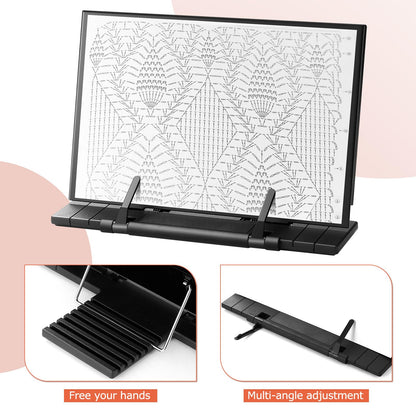 Flutesan Knitting Pattern Holder with 4 Replacement Magnets Knitting Chart Keeper Black Magnetic Cross Stitch Supplies and Accessories Cross Stitch Pattern Holder for Crochet (11.22 x 7.28 Inches)