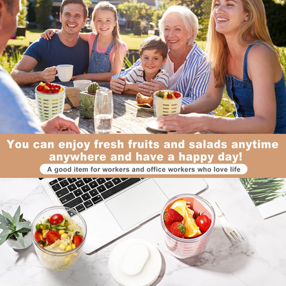 Fruit Salad Storage Cup with Lids and Fork, 20 Oz Airtight Plastic Containers for Fridge, BPA-Free, Reusable (Purple)