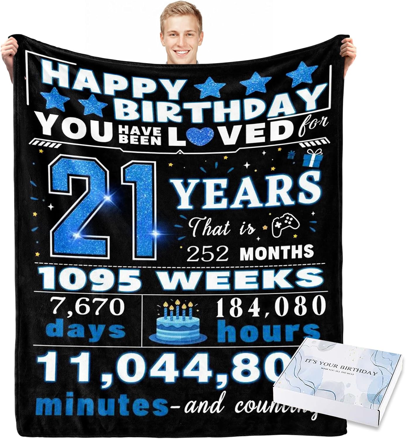 21st 21st 21 Birthday Gift for Him Birthday Gift Blanket, Year Old Birthday Gifts for Men