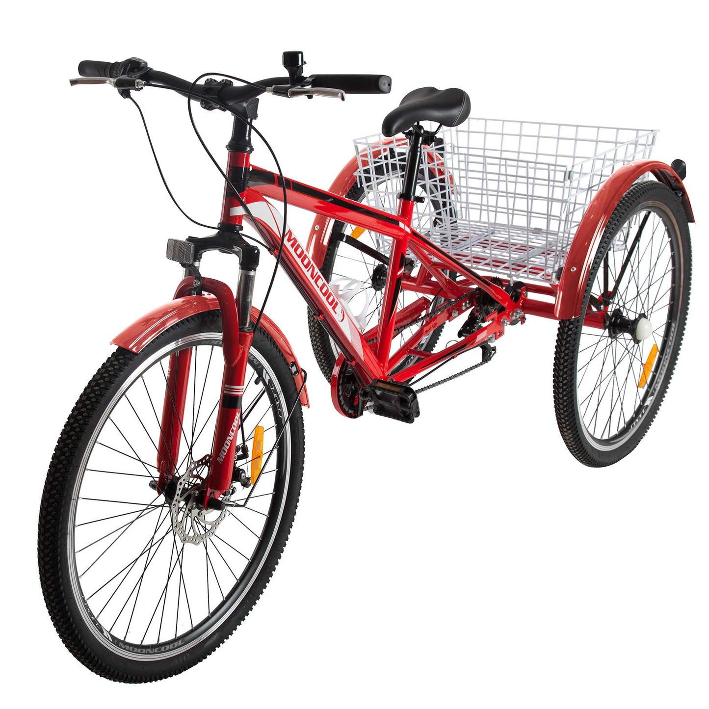 H&ZT Adult Tricycle, 3 Wheeled Bike, Trike Cruiser Bike, with 7-Speed Gear, Parking Brake Handle, Low Step, Large Rear Basket, Elderly Friendly, for Men, Women, and Teens