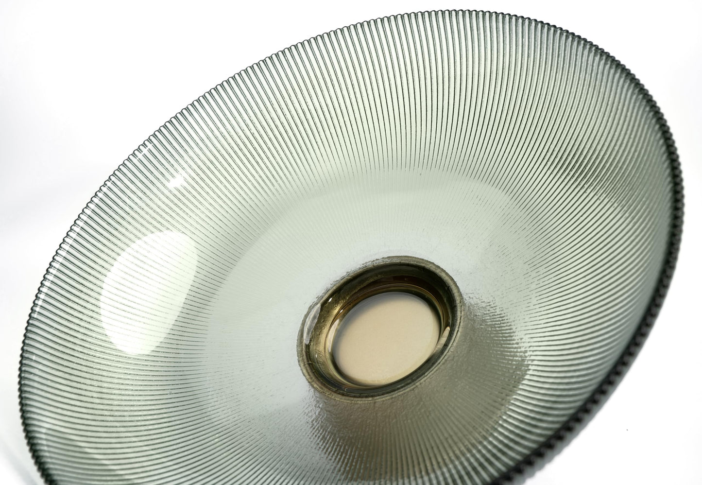 Round Glass Decorative Bowl (Green), 9.8 Inches Handblown Striped Design Glass Bowl with Rust Resistant Metal Base,Decor Fruit Bowl for Home Decor,Table Centerpiece,Kitchen Island and Dining Decor