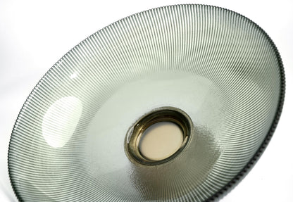 Round Glass Decorative Bowl (Green), 9.8 Inches Handblown Striped Design Glass Bowl with Rust Resistant Metal Base,Decor Fruit Bowl for Home Decor,Table Centerpiece,Kitchen Island and Dining Decor