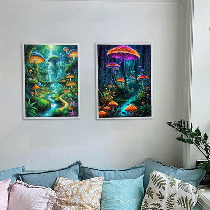 Lovepefe Mushroom Diamond Art Painting Kits for Adults 2 Pack Mushroom Forest Diamond Painting Kit Paint with Diamond Kit for Beginners DIY Full Drill Gem Art Home Wall Decor 12 X 16 Inch