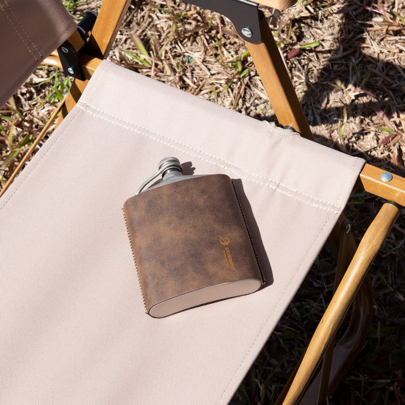 SILVERANT Titanium Ultralight 7.44oz/220ml Hip Flask Canteen, Lightweight Compact Outdoor Flask, Limited Edition With Leather Case & Funnel