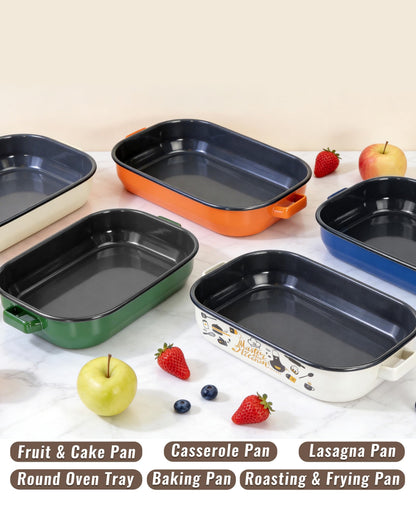 MCCSI Casserole Dishes for Oven Lasagna Pan 6-Piece Set with Handle & Rack 14&17 Inch Large Baking Deep Enamel Roasting Pan, Heat Resistance Dishwasher Safe Non-Stick Bakeware Mothers Day Wedding Gift