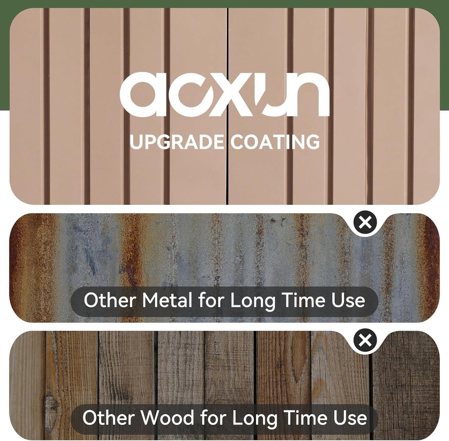 Aoxun 10x12 FT Galvanized Steel Outdoor Storage Shed with Base, Lockable Door & Sloped Roof, Metal Storage Shed Waterproof Tool Storage House for Garden, Backyard, Patio, Poolside (Brown)