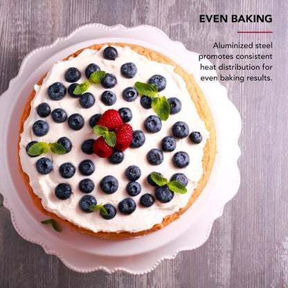 KitchenAid Nonstick Aluminized Steel Round Cake Pan, Dishwasher Safe, 9 Inch, Contour Silver