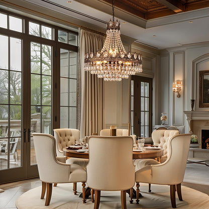 TOCHIC French Empire Crystal Chandelier, 9-Light Farmhouse Antique Bronze Chandelier Vintage Rustic Ceiling Light Fixture for Dining Living Room, Bedroom, Kitchen Island, Bathroom, Foyer, 24" W