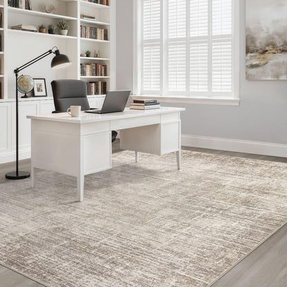 10x14 Area Rugs Living Room: Washable Large Neutral Brown Rug Abstract Soft Modern Stain Resistant Indoor Floor Non-Slip Carpet for Bedroom Nursery Kids Office Playroom Dining Room Under Table Home