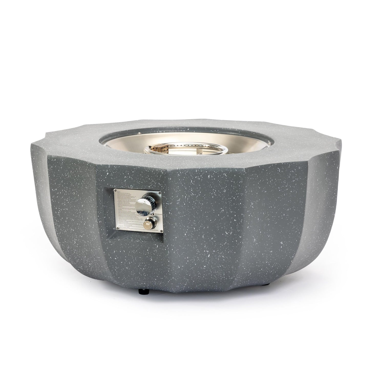 36 Inch Propane Fire Pit Table 50000 BTU Round Concrete Gas Fire Table with Lid Outdoor Patio Firepit for Deck Garden Backyard, Gray