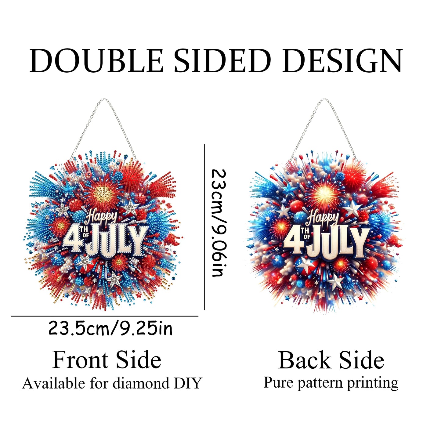 Diamond Art Hanging Kit for Adult,Special Shaped Rhinestone,Double Sided DIY Acrylic Diamond Art Painting Window Pendants Home Garden Wall Hanging Kits Hanging Ornament (4Th of July)