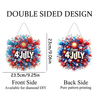 Diamond Art Hanging Kit for Adult,Special Shaped Rhinestone,Double Sided DIY Acrylic Diamond Art Painting Window Pendants Home Garden Wall Hanging Kits Hanging Ornament (4Th of July)
