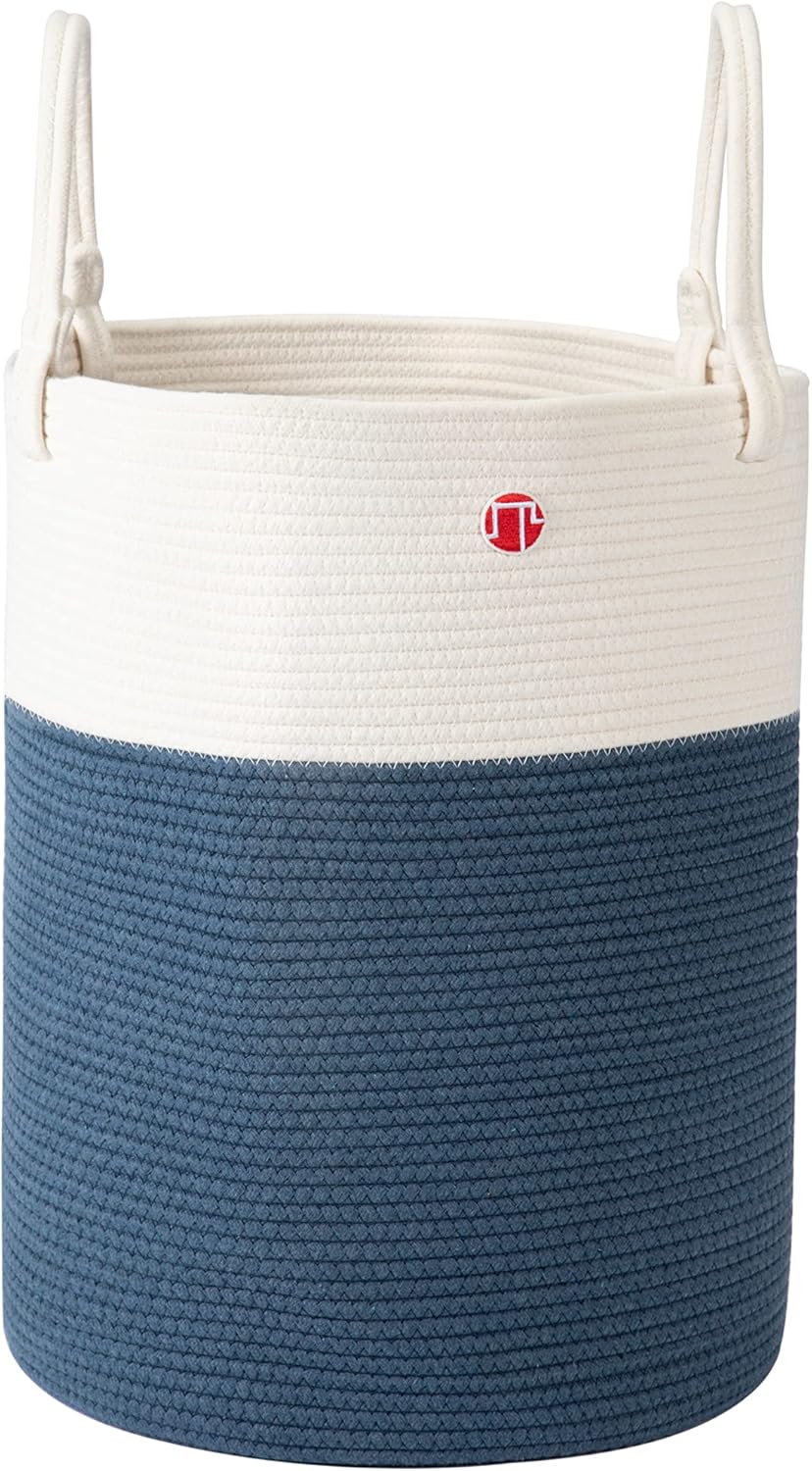 NatureMe XXXLarge Cotton Rope Woven Laundry Basket (6 Colors) - 23” x 17” - Home Storage Hamper Bin