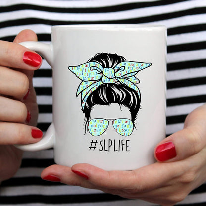 YouNique Designs Speech Language Pathology Mug, 11 Ounces, White Coffee Cup for Women, Speech Pathologist Gift